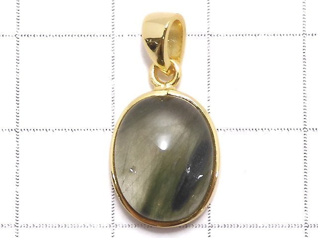 [Video][One of a kind] Actinolite in Quartz AAA Pendant 18KGP NO.13