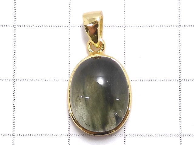 [Video][One of a kind] Actinolite in Quartz AAA Pendant 18KGP NO.18