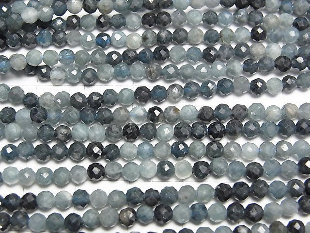 [Video] High Quality! Indigo Light Tourmaline AA Faceted Round 3.5mm 1strand beads (aprx.15inch/37cm)