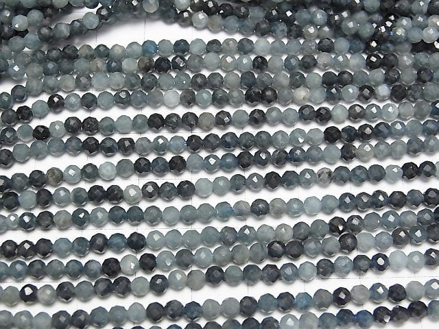 [Video] High Quality! Indigo Light Tourmaline AA Faceted Round 3.5mm 1strand beads (aprx.15inch/37cm)