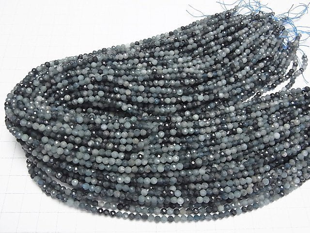 [Video] High Quality! Indigo Light Tourmaline AA Faceted Round 3.5mm 1strand beads (aprx.15inch/37cm)