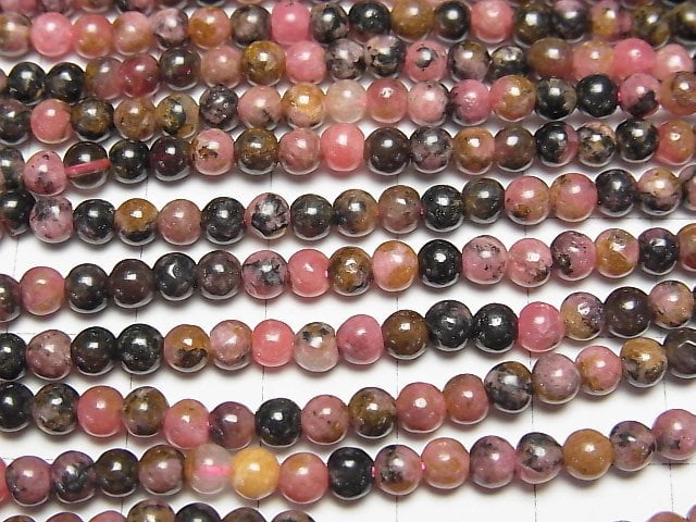 [Video]Dendric Rhodonite Round 4mm 1strand beads (aprx.15inch/37cm)