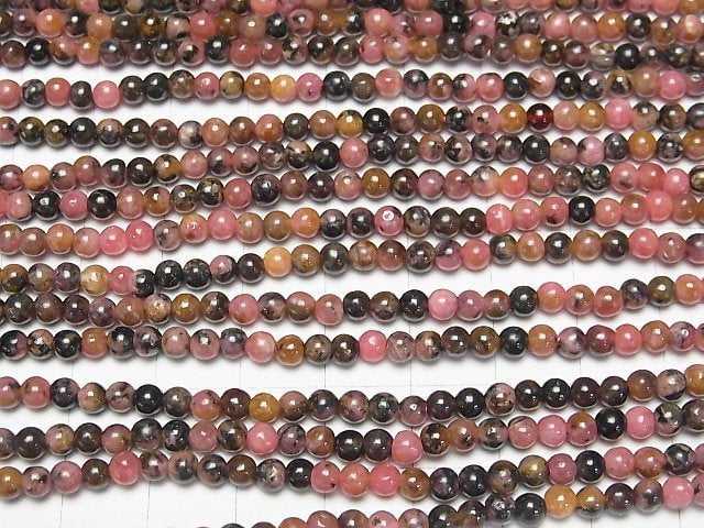 [Video]Dendric Rhodonite Round 4mm 1strand beads (aprx.15inch/37cm)