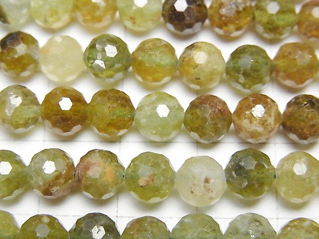 [Video] High Quality! Grossular Garnet AA 128Faceted Round 6mm 1strand beads (aprx.15inch/37cm)