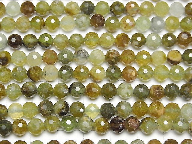 [Video] High Quality! Grossular Garnet AA 128Faceted Round 6mm 1strand beads (aprx.15inch/37cm)