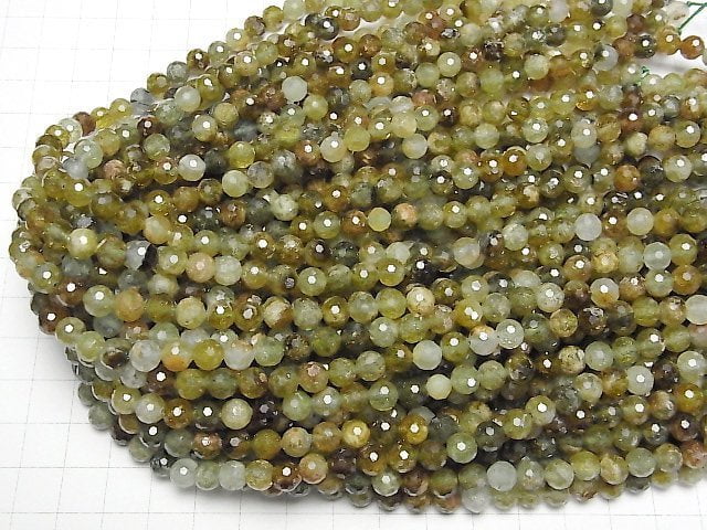 [Video] High Quality! Grossular Garnet AA 128Faceted Round 6mm 1strand beads (aprx.15inch/37cm)