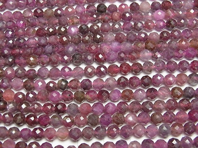 [Video] High Quality! Pink Tourmaline AA Faceted Round 5mm half or 1strand beads (aprx.15inch/37cm)