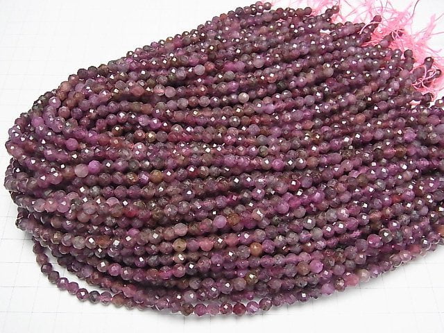 [Video] High Quality! Pink Tourmaline AA Faceted Round 5mm half or 1strand beads (aprx.15inch/37cm)