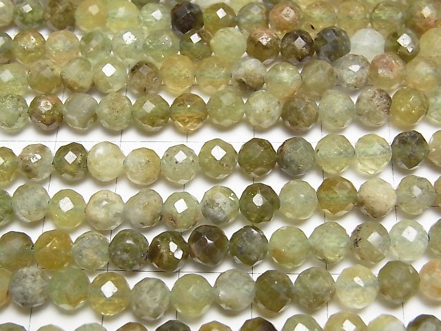 [Video] High Quality! Grossular Garnet AA 64Faceted Round 6mm 1strand beads (aprx.15inch/37cm)