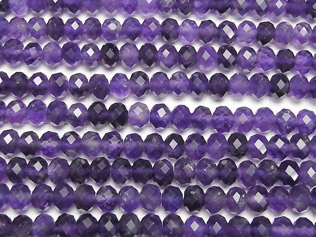 [Video]High Quality! Amethyst AA++ Faceted Button Roundel 7x7x5mm 1strand beads (aprx.15inch/37cm)