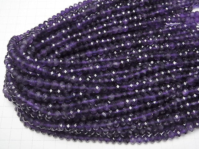 [Video]High Quality! Amethyst AA++ Faceted Button Roundel 7x7x5mm 1strand beads (aprx.15inch/37cm)