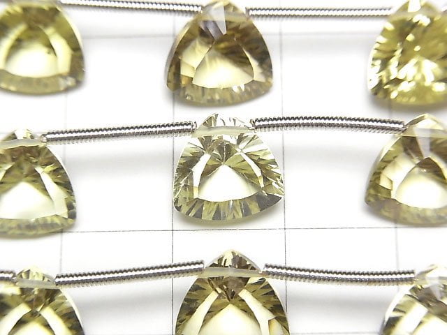 [Video]High Quality Lemon Quartz AAA Triangle Concave Cut 10x10mm 1strand (9pcs )