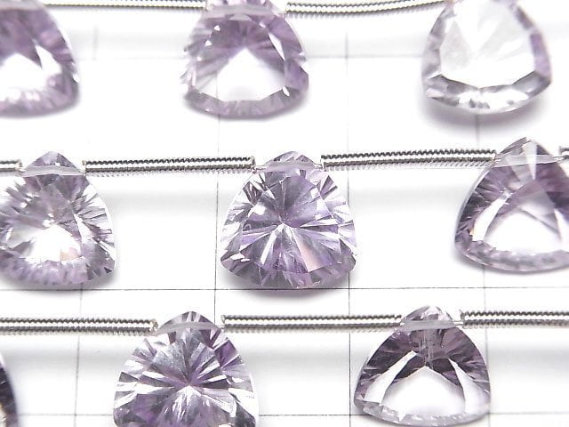 [Video] High Quality Pink Amethyst AAA Triangle Concave Cut 10x10mm 1strand (9pcs )