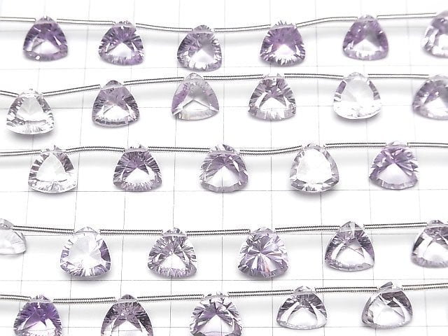 [Video] High Quality Pink Amethyst AAA Triangle Concave Cut 10x10mm 1strand (9pcs )