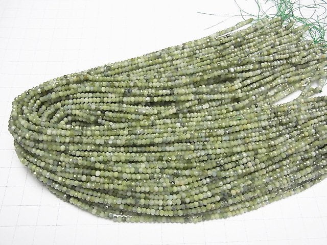 [Video]High Quality! Green Tourmaline AA Faceted Button Roundel 3x3x2mm 1strand beads (aprx.15inch/37cm)