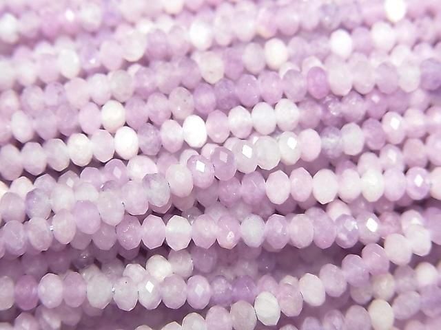[Video] High Quality! Lepidolite AA+ Faceted Button Rondelle 3.5x3.5x2.5mm 1strand beads (aprx.15inch/37cm)