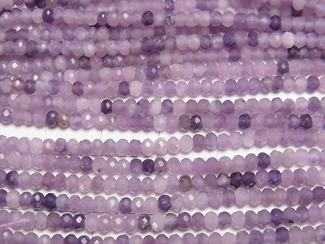 [Video] High Quality! Lepidolite AA+ Faceted Button Roundel 3x3x2mm 1strand beads (aprx.15inch/37cm)