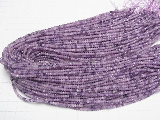 [Video] High Quality! Lepidolite AA+ Faceted Button Roundel 3x3x2mm 1strand beads (aprx.15inch/37cm)