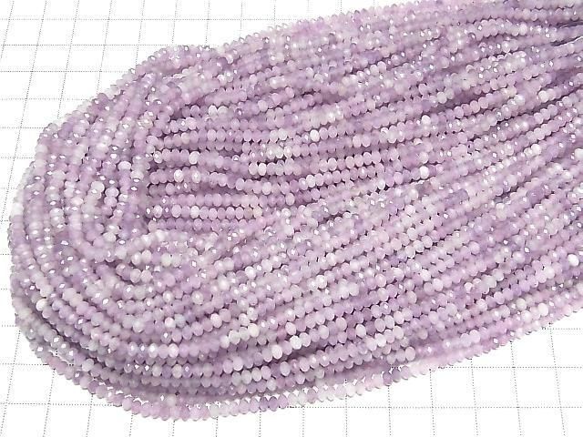 [Video] High Quality! Lepidolite AA+ Faceted Button Rondelle 3.5x3.5x2.5mm 1strand beads (aprx.15inch/37cm)