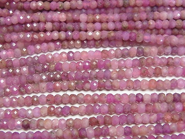 [Video]High Quality! Ruby AA Faceted Button Roundel 3x3x2mm 1strand beads (aprx.15inch/38cm)