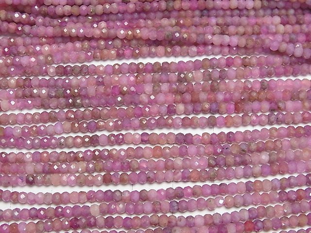 [Video]High Quality! Ruby AA Faceted Button Roundel 3x3x2mm 1strand beads (aprx.15inch/38cm)