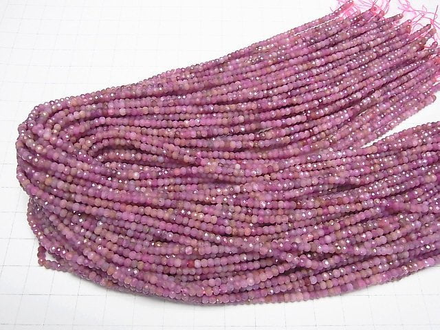 [Video]High Quality! Ruby AA Faceted Button Rondelle 3x3x2mm 1strand beads (aprx.15inch/38cm)