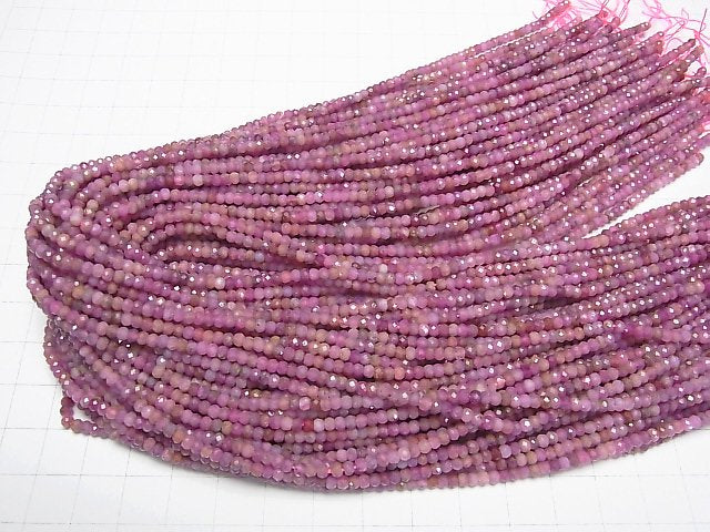 [Video]High Quality! Ruby AA Faceted Button Roundel 3x3x2mm 1strand beads (aprx.15inch/38cm)