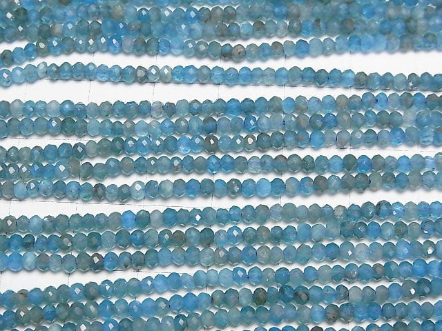 [Video]High Quality! Apatite AA Faceted Button Rondelle 3x3x2mm 1strand beads (aprx.15inch/38cm)