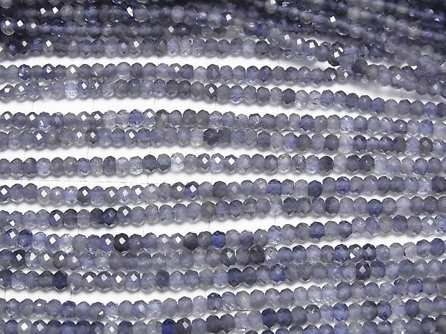 [Video]High Quality! Iolite AA++ Faceted Button Rondelle 3x3x2mm 1strand beads (aprx.15inch/37cm)
