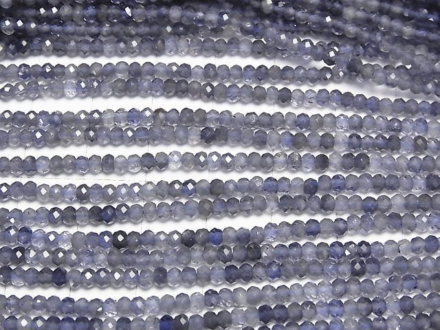 [Video]High Quality! Iolite AA++ Faceted Button Roundel 3x3x2mm 1strand beads (aprx.15inch/37cm)