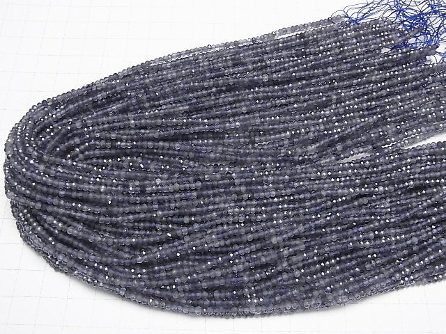 [Video]High Quality! Iolite AA++ Faceted Button Rondelle 3x3x2mm 1strand beads (aprx.15inch/37cm)