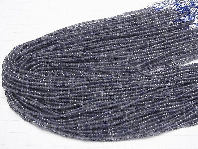 [Video]High Quality! Iolite AA++ Faceted Button Roundel 3x3x2mm 1strand beads (aprx.15inch/37cm)