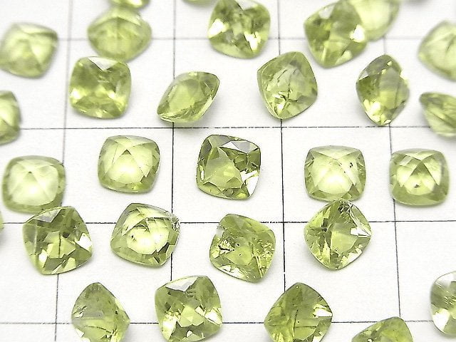 [Video]High Quality Peridot AAA Loose stone Square Faceted 6x6mm 4pcs