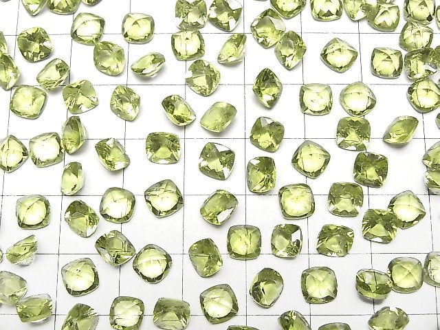 [Video]High Quality Peridot AAA Loose stone Square Faceted 6x6mm 4pcs