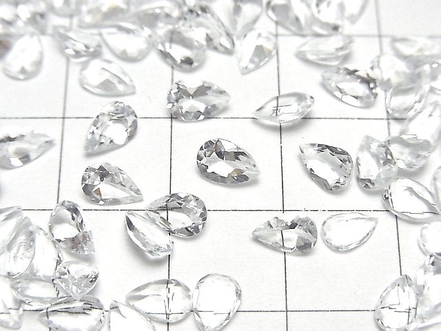 [Video]High Quality Goshenite AAA Loose stone Pear shape Faceted 6x4mm 5pcs