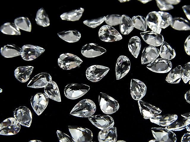 [Video]High Quality Goshenite AAA Loose stone Pear shape Faceted 6x4mm 5pcs