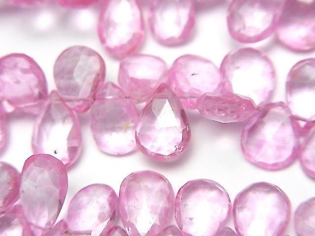 [Video] Pink Topaz AA++ Pear-shaped Faceted Briolette half or 1-strand beads (approx. 7 inches/18 cm)