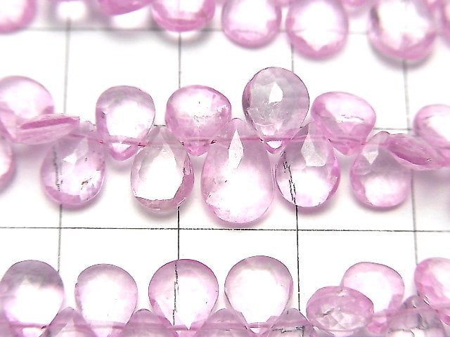 [Video]High Quality Pink Topaz AA++ Pear shape Faceted Briolette half or 1strand beads (aprx.5inch/12cm)