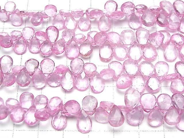 [Video] Pink Topaz AA++ Pear-shaped Faceted Briolette half or 1-strand beads (approx. 7 inches/18 cm)