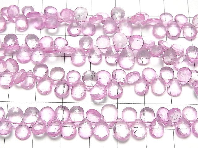 [Video]High Quality Pink Topaz AA++ Pear shape Faceted Briolette half or 1strand beads (aprx.5inch/12cm)