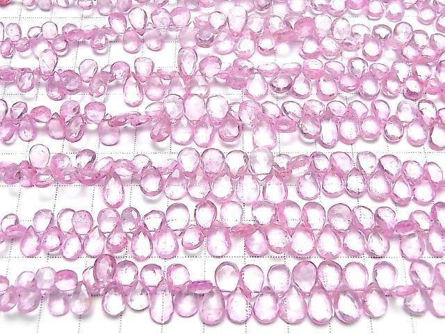 [Video] Pink Topaz AA++ Pear-shaped Faceted Briolette half or 1-strand beads (approx. 7 inches/18 cm)