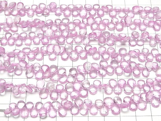 [Video]High Quality Pink Topaz AA++ Pear shape Faceted Briolette half or 1strand beads (aprx.5inch/12cm)