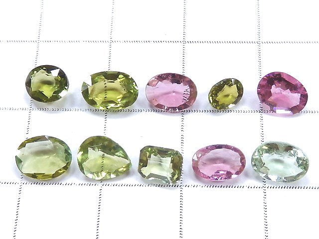 [Video][One of a kind] High Quality Multi color Tourmaline AAA Loose stone Faceted 10pcs set NO.13