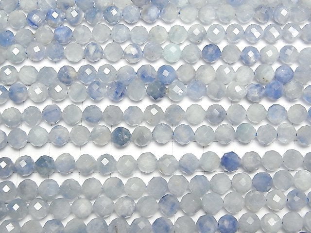 [Video] High Quality! Kyanite AA+ 64Faceted Round 6.5mm half or 1strand beads (aprx.15inch/36cm)