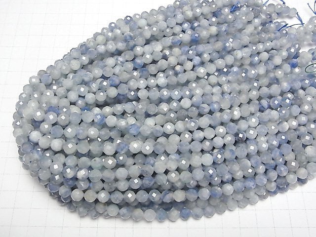 [Video] High Quality! Kyanite AA+ 64Faceted Round 6.5mm half or 1strand beads (aprx.15inch/36cm)