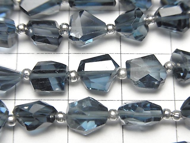 [Video]High Quality London Blue Topaz AAA Faceted Nugget half or 1strand beads (aprx.6inch/16cm)