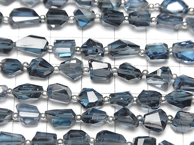 [Video]High Quality London Blue Topaz AAA Faceted Nugget half or 1strand beads (aprx.6inch/16cm)