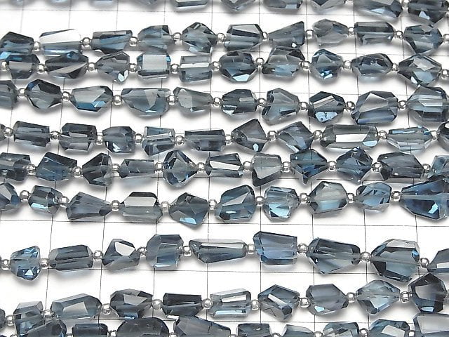 [Video]High Quality London Blue Topaz AAA Faceted Nugget half or 1strand beads (aprx.6inch/16cm)