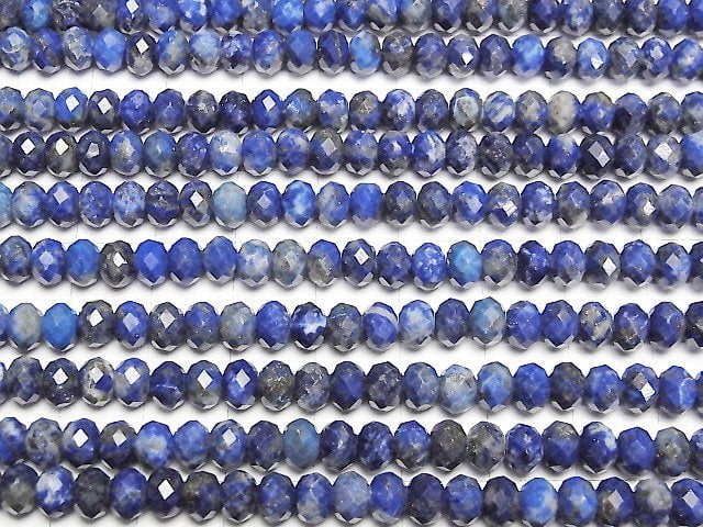 [Video] High Quality! Lapislazuli AA+ Faceted Button Roundel 6x6x4mm 1strand beads (aprx.15inch/37cm)