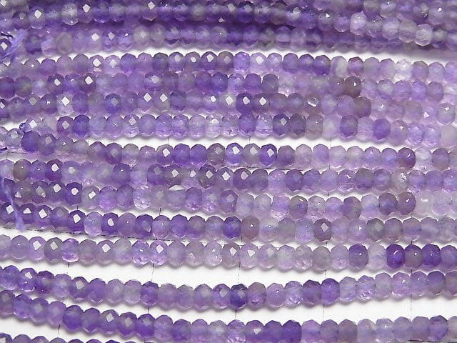 [Video]High Quality! Amethyst AA++ Faceted Button Rondelle 3x3x2mm 1strand beads (aprx.15inch/38cm)